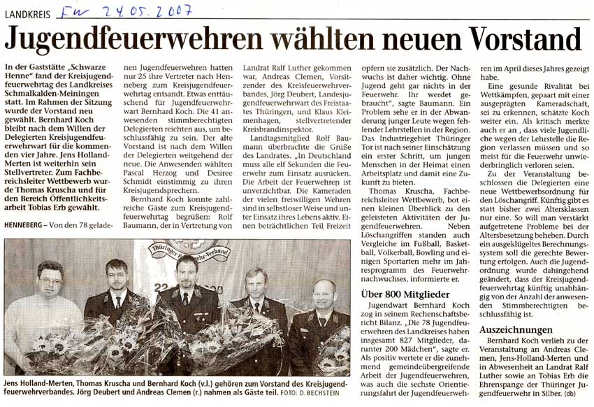 Zeitungsartikel Freies Wort 24.05.2007
